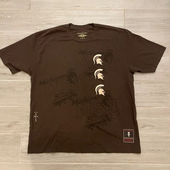 NEW CACTUS JACK TRAVIS SCOTT x MITCHELL & NESS MSU TEE XL - Picture 1 of 3